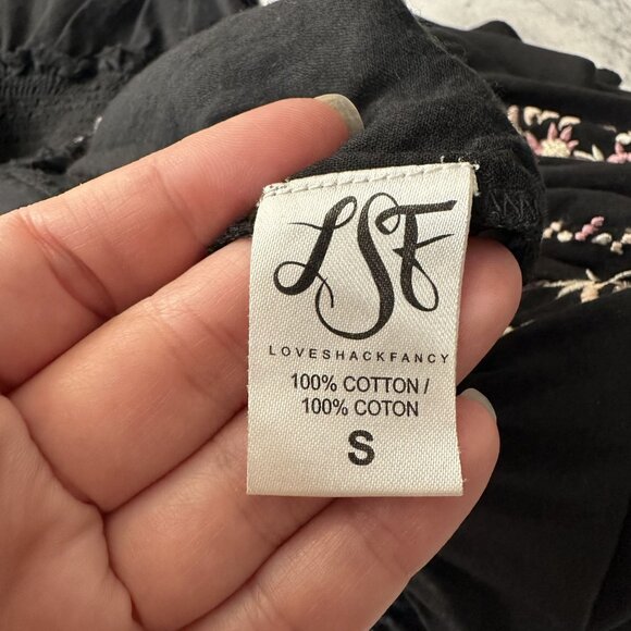 LoveShackFancy Black Pink Smocked Embroidered Dress - Picture 10 of 15